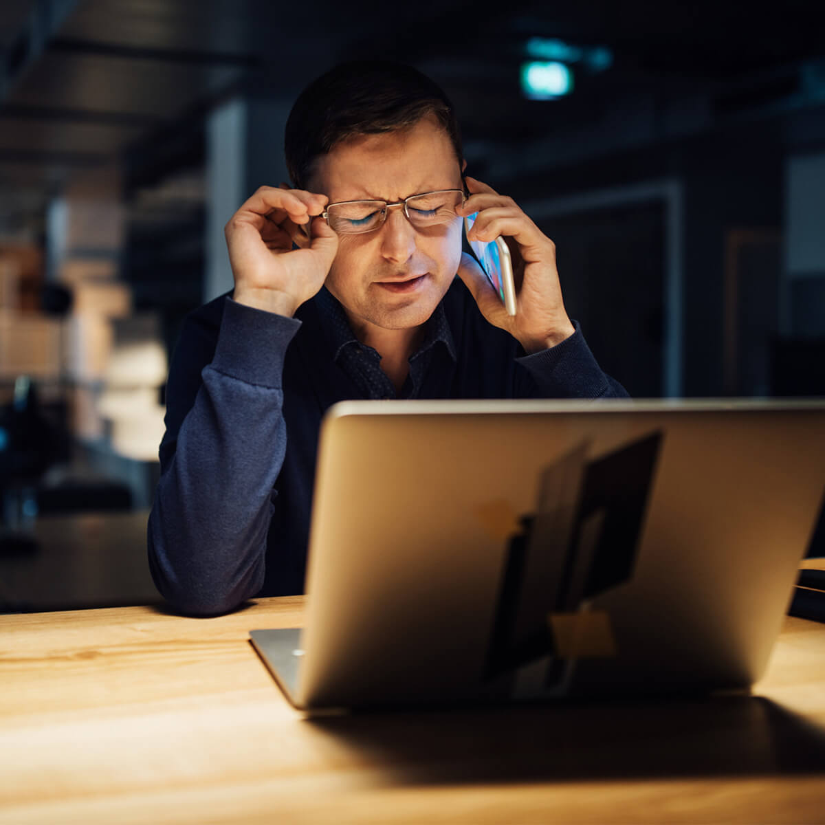 Stressful phone call dealing with a debt collector.