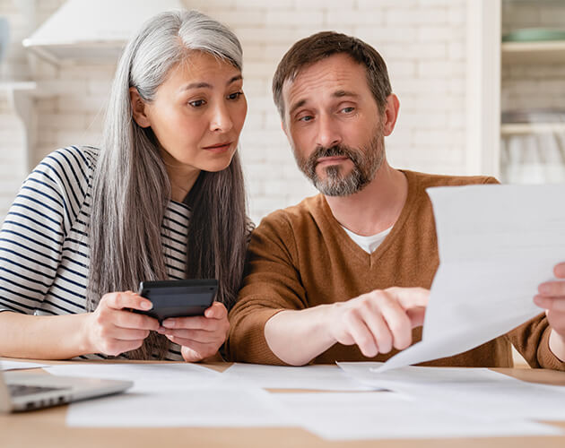 Couple doing finances at home