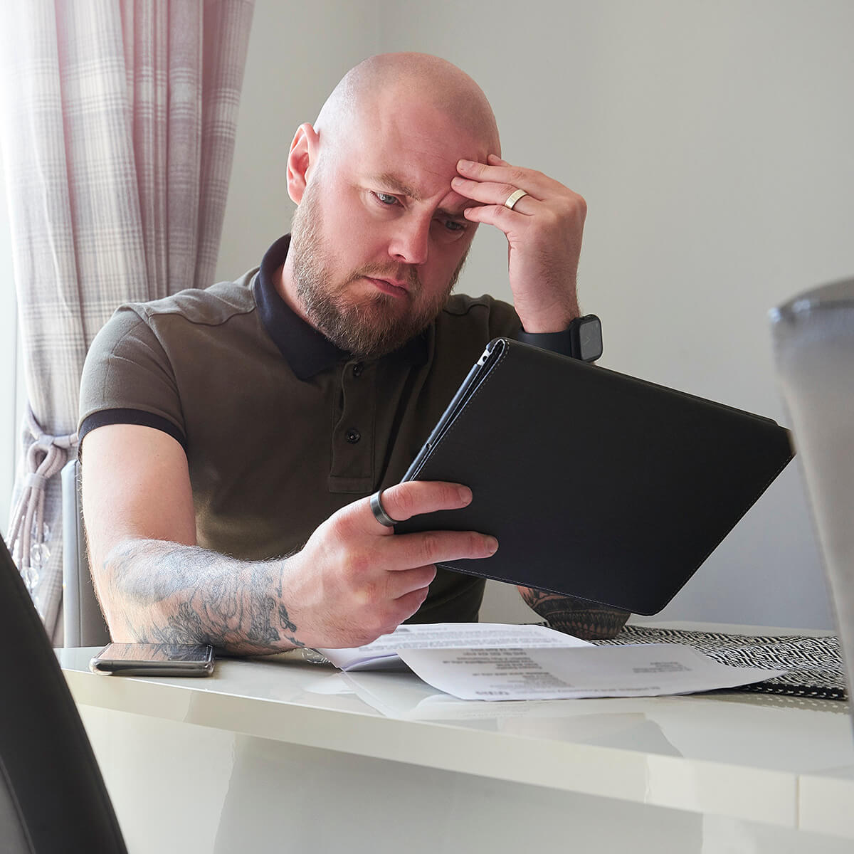 Stressed out man in front of computer