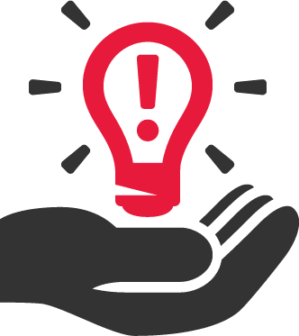 hand with light bulb icon