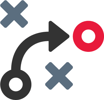 arrow pointing to red circle icon