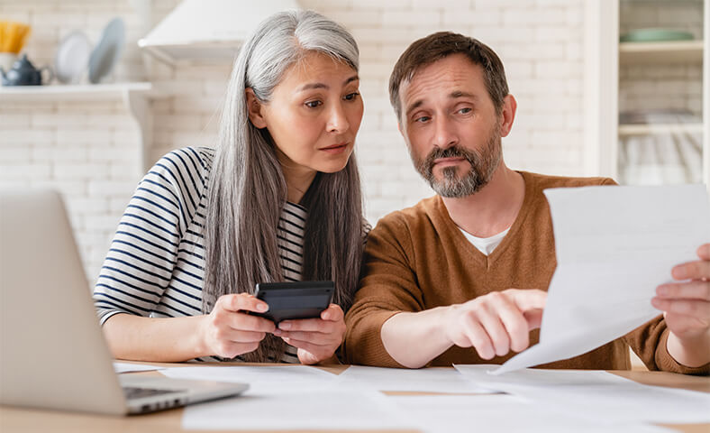 Couple going over finances